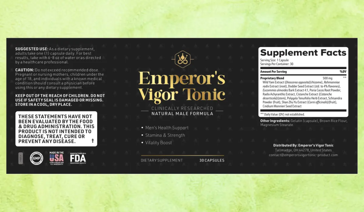 Emperors Vigor Tonic Supplement Facts