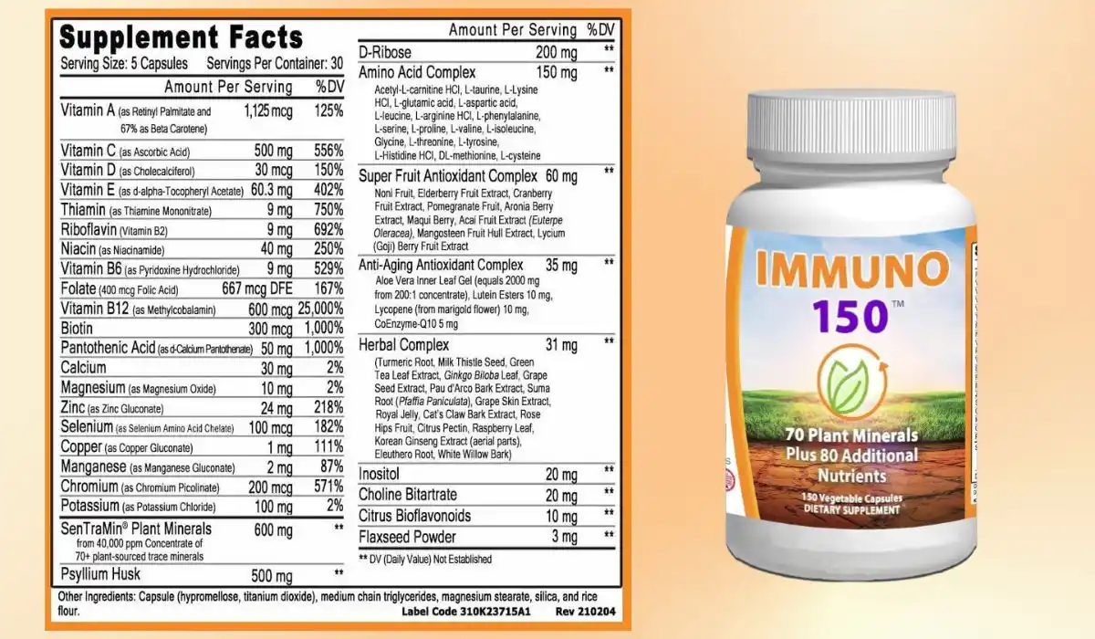 Immuno 150 Supplement Facts