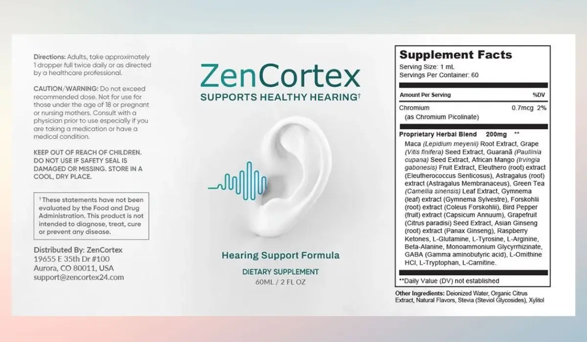 ZenCortex Supplement Facts